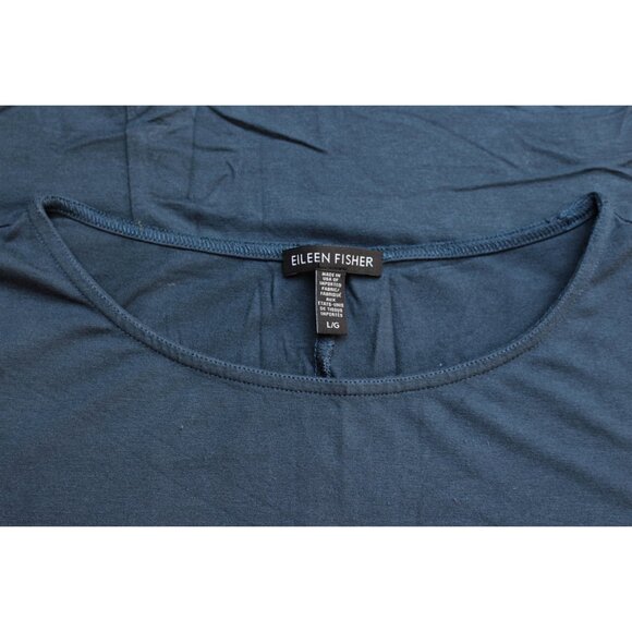 Eileen Fisher - Bateau Neck Maxi Dress in Viscose Jersey, Storm Blue, Large - Picture 2 of 8